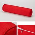 Coussin Lombaire Cylindrique pour Canapé Lit Traversin Coton Lin 15x60cm Rouge-1