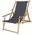 SPRINGOS® Transat de Jardin Chaise longue pliante en bois imprégné Avec accoudoirs - Graphite-1