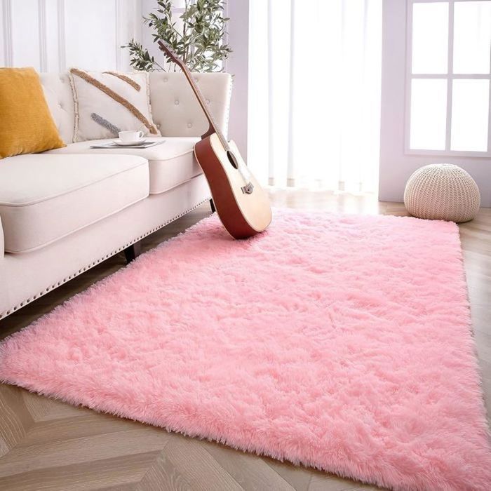 Tapis Poils Longs Moderne – Polyester Doux, Antidérapant, Nombreuses Tailles, Facile à Nettoyer