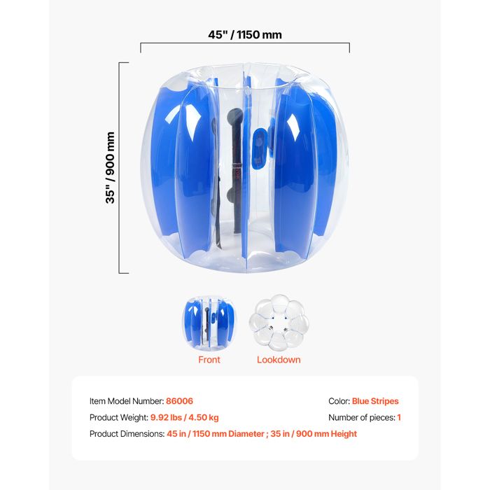 VEVOR Bulle Gonflable Sumo 2 Pièces – 0,9m Diamètre, PVC épais, Pour équipe, Jardin, Plage, Avec Patchs De Réparation