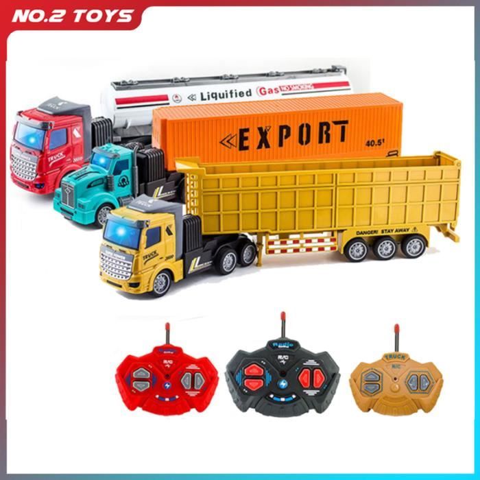 Luocute Camion à Plateau télécommandé à L'échelle 1/18, Véhicule de Construction RC à 9 Canaux avec Remorque Amovible, Lumières LED Douces et Effets Sonores, pour Enfants et Adultes de