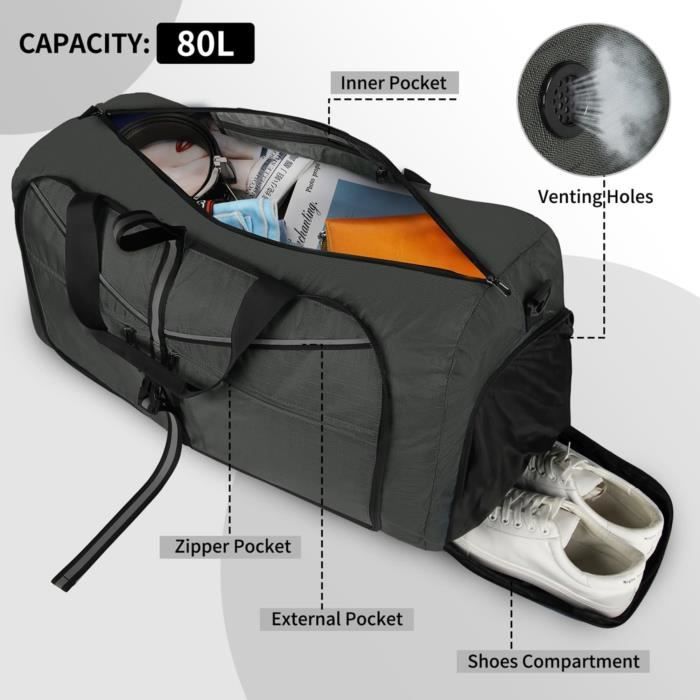 Lubardy Sac de Voyage Homme Pliable Imperméable Sac de Sport Grand Sac