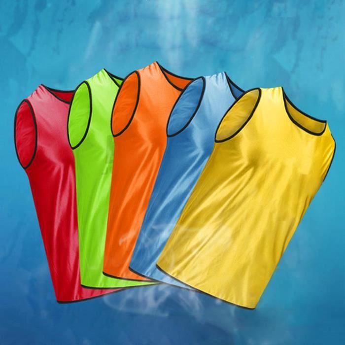 Lot De 6 Chasubles D'Entraînement De Football - Fluorescentes, Taille Unique Enfant - Respirant, Polyester