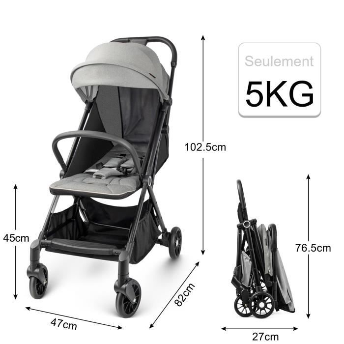 Poussette Canne Pliable de Voyage avec Position Couchée/Légère/Inclinable/Compacte  Gris - Cdiscount Puériculture & Eveil bébé