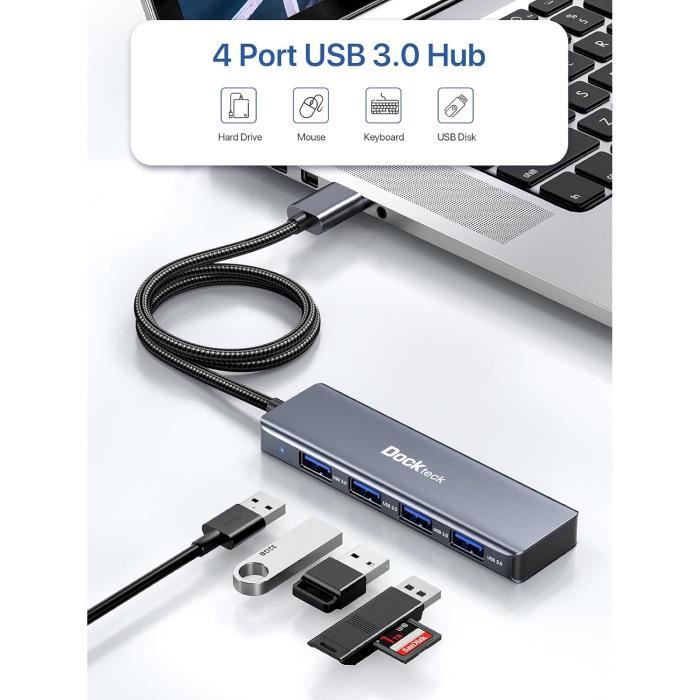 SABRENT Hub USB, Data Hub, Adaptateur USB 6 En 1 Avec USB 3.2 à 3 Ports | CF, Lecteur De Carte