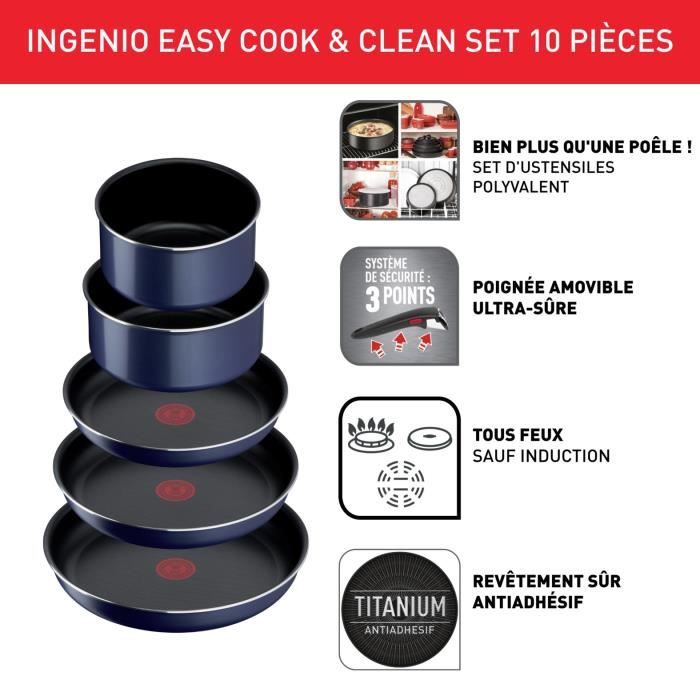 Ingenio Easy Cook N Clean Bleu pailleté Batterie de cuisine 15