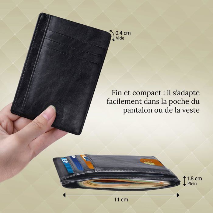 Porte-cartes En Cuir Anti-RFID - Blocage Des Ondes, Protection Contre La Fraude, Design Mini élégant Pour Hommes Et Femmes
