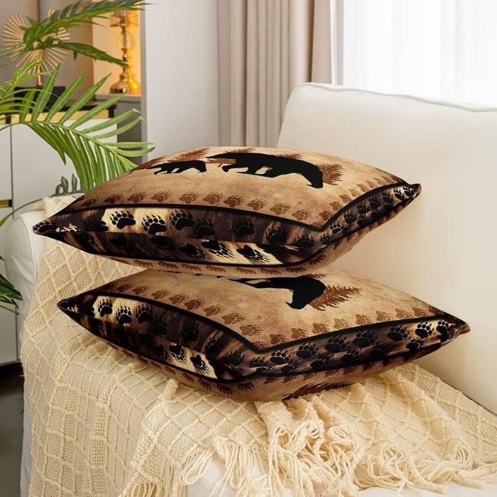 LAMOSPY Lot De 4 Housses De Coussin Décoratives En Tissu éponge Africain De Style Bohème Avec Imprimé Tribal Kuba Pour Extérieur, Maison, Canapé, 45,7 X 45,7 Cm (africain