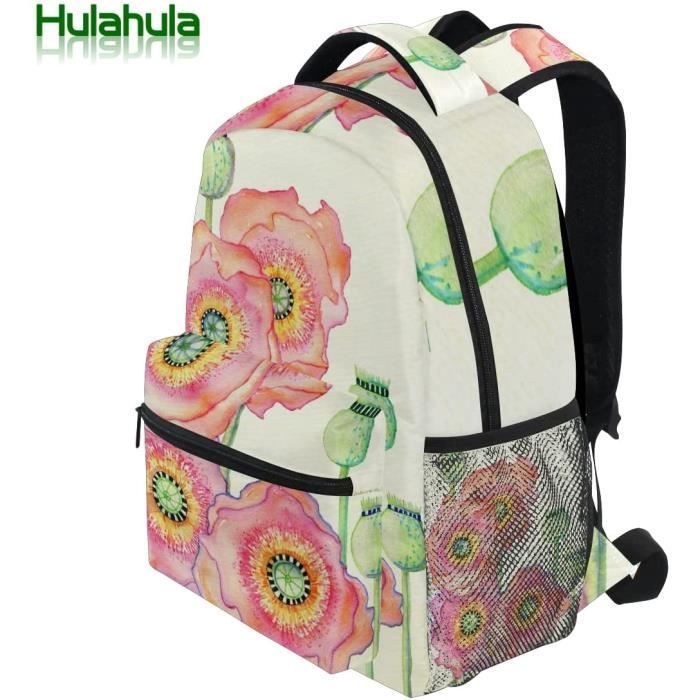 Sac à Dos Vintage Femme/Fille En Cuir PU - Motif Fleur Rose Sur Fond Noir - Neuf Avec Étiquettes - Marque Ganyue