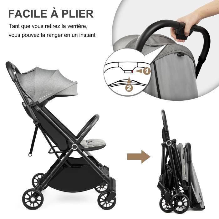 Poussette Canne Pliable de Voyage avec Position  Couchée/Légère/Inclinable/Compacte Gris - Cdiscount Puériculture & Eveil  bébé