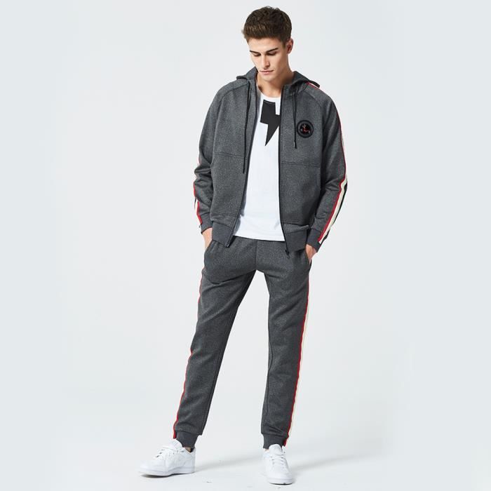 Survêtement Homme 2 Pièces - Gris Rétro - En Coton Confort - Style Y2K Décontracté - Pour Sport, Loisirs, Maison