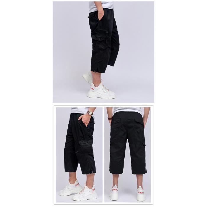 Pantalon Cargo Enfant Pantalon Cargo Garçon 3/4 - Short Bermuda Multi-Poches Sportif Pour Enfant, Adolescent Pantalon 3/4 Multi-poches Sport Adolescent