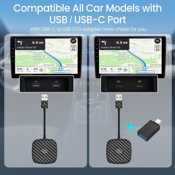 Adaptateur CarPlay sans fil pour iphone Dongle Carplay sans fil, WiFi Plug  Play 5GHz, mise à jour en ligne Entailler - Cdiscount Auto