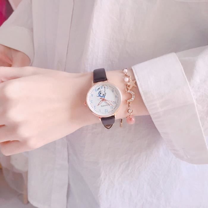 Montre Enfant Bigmeda - Cadran Dessin Animé - Étanche 30m - Bracelet Cuir Souple - Apprentissage Heure