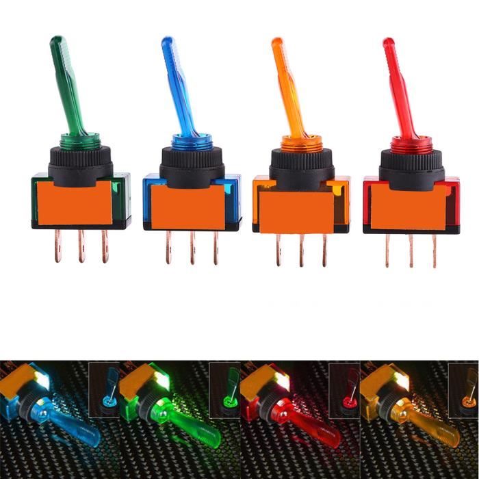 Lot De 10 Interrupteurs à Bascule Ronds LED Rouge 12V 20A - Marche/Arrêt 3 Broches Idéal Bricolage Auto Moto Projet Électronique