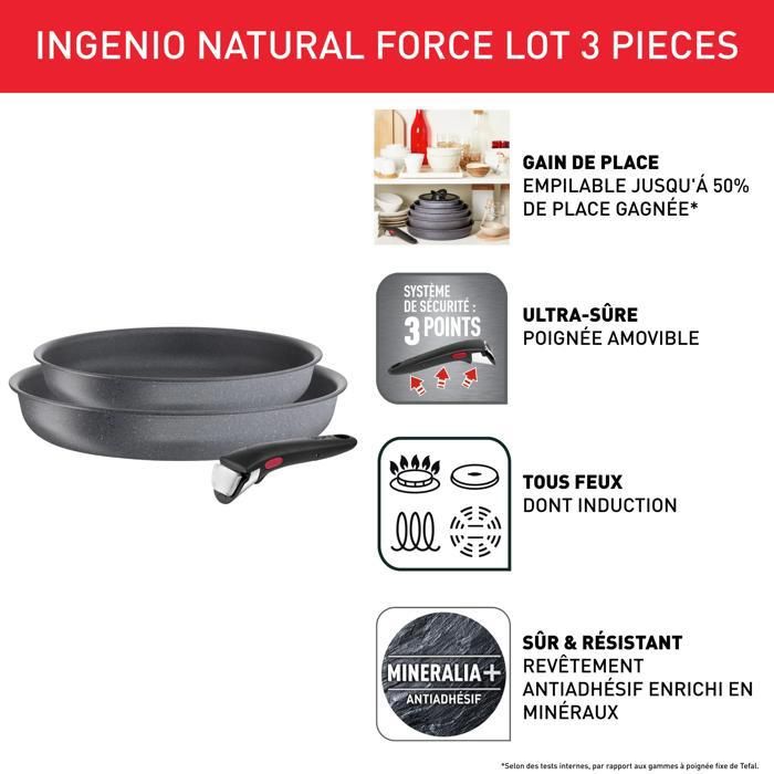 Poele Tefal Ingenio Natural Force Sauteuse 24Cm, Induction, Antiadhésif
