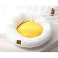 Chenil Coussin Doux Rond Litière pour Chat Moelleux Confortable Lit pour Animaux de Compagnie Jaune d'œuf 55*20CM-3