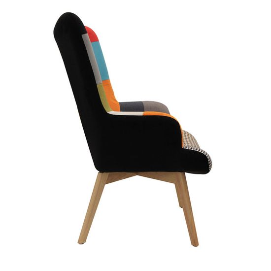 Fauteuil Enfant Helsinki Style Scandinave - Tissu Patchwork, Pieds Hêtre - 59x70x72 Cm