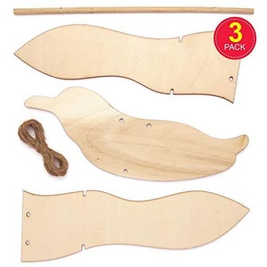 Paquet de 4 Baker Ross FE466 Kits de marionnettes en bois de mammouth laineux et tigre à dents de sabre kit de modèle en bois marionnettes pour enfants construisez vos propres marionnettes 