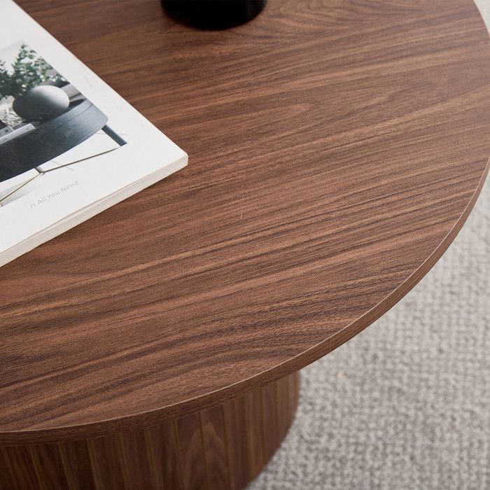 Table Basse TOPANIA Design Contemporain - 120x60x39,6 Cm - Panneau Mélaminé Naturel Foncé