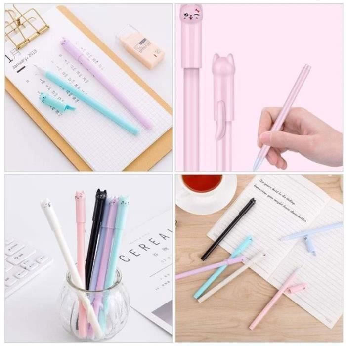 Stylos Gel Mexgcom - Lot De 5 - 0,5 Mm, Encre Noire Fluide Et Séchage Rapide - Parfait Pour école, Bureau, Journaling