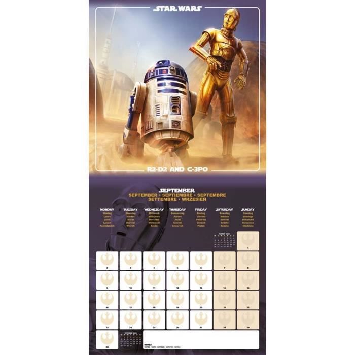 Star Wars Calendrier 2024 (Design Classique) – Agenda Mensuel 30