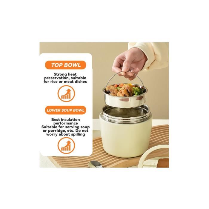 Flacon isotherme pour aliments - Bocal en acier inoxydable de 530 ml pour repas chauds et froids – Isolation à double paroi, récipient alimentaire isotherme pour l'école, le bureau, les voyages, le Flacon isotherme pour aliments - Bocal en acier inoxydable de 530 ml pour repas chauds et froids – Isolation à double paroi, récipient alimentaire isotherme pour l'école, le bureau, les voyages, le