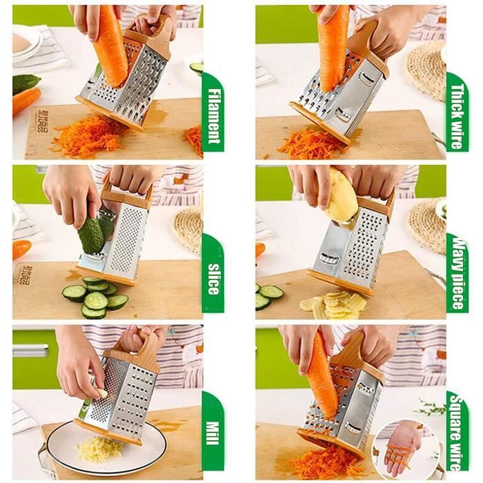 Râpe 6 côtés Trancheuse À Fromage Légumes Acier Inoxydable Râpe à Usage Multiple Filamenteux Petites et Grosses lamelles