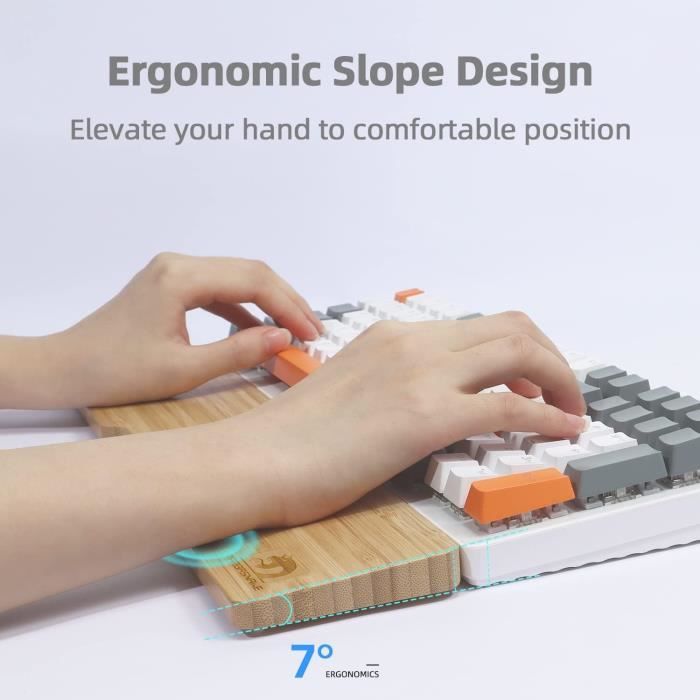 Repose-poignet Clavier En Bois Massif – 30x8x2 Cm, Antidérapant, Pour Gamers, Programmeurs, Bureau
