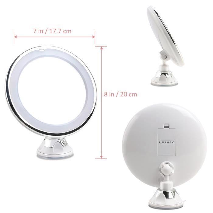 HIMRY Miroir Maquillage 7X Grossissement Ø20cm – Double Face Rotatif 360° Chromé !