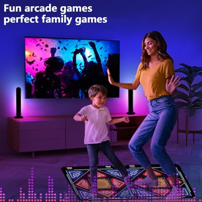 Kouamor Tapis De Danse pour Adultes Et Enfants, 100 Musiques IntéGréEs, 65 Jeux Sensoriels, 3 Modes De Danse (Live MTV, Dessins AniméS, ScèNes 3D), Cadeaux pour Filles Et GarçOns Anniversaire (B