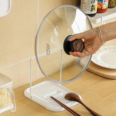 Organiseur De Couvercle De Casserole, Repose-cuillère, Support De Couvercle De Casserole 2 En 1, Organiseur Multifonctionnel Pour Outils De Cuisine, Plateau Pour Comptoir De Cuisine (gris