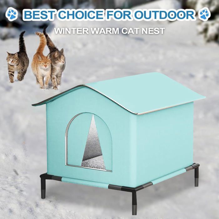 Niche Extérieure Pour Chat Isolée - 43x36x36 Cm - Abri D'hiver Résistant Intempéries, Avec Base Surélevée Et Coussin - Pour Chats Errants