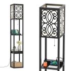 COSTWAY Lampadaire Salon sur Pied 1,6M avec 2 Ports USB,3 Etagères de Stockage 1 Tiroir en Bois pour Chambre 60W Elégant