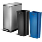 KITCHEN MOVE Poubelle de cuisine tri sélectif EDGE Argent Acier inoxydable 50L