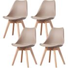 Lot de 4 chaises - MADE4US - Clara - Taupe - Design scandinave - Assise rembourrée
