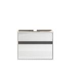 TRENDTEAM Meuble sous lavabo - TREND TEAM - Panneau Haute Brillance - Blanc et gris - L 67 x P 36 x H 52 cm