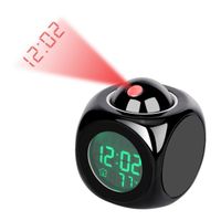 Horloge Digitale de Projection Silencieux LED Reveille-Matin 12/24h Réveil Projection Plafond Commande Vocale Affichage Temps(noir)