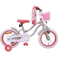 Vélo pour enfants AMIGO Superstar - 14 pouces - Crème et rouge - Freins à montagnes russes et V