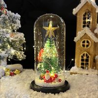 Sapin de Noël en dôme de Verre,ANNEFLY Mini sapins de Noël enneigés,Décor de Noël Affichage Lumière Maison Cadeaux pour enfants-A