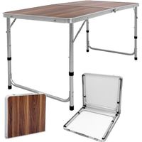 Table pliante de camping barbecue pique-nique 120cm en aluminium décor bois