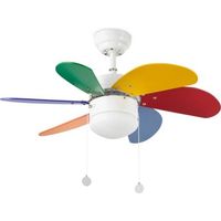 Ventilateur de plafond - FARO - Palao multicolore - 6 pales - 3 vitesses - lampe intégrée