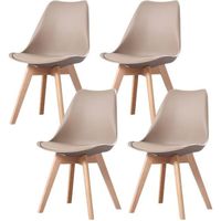 Clara - Lot de 4 chaises scandinave - Taupe - pieds en bois massif design salle à manger salon chambre - 49 x 58 x 82 cm