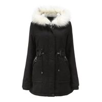 Manteau femme à capuche doublé veste polaire chaud longue veste manteau épais avec poches printemps automne hiver Noir