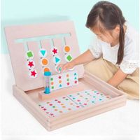 Jouets d'apprentissage préscolaire Montessori, puzzle coulissant couleur et forme, jouets éducatifs en bois Montessori pour les N°1