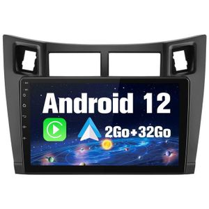 AUTORADIO Junsun Autoradio Android 12 2Go+32Go pour Toyota Yaris XP90 (2005-2012), 9''écran Tactile Carplay GPS WiFi Bluetooth Android Auto