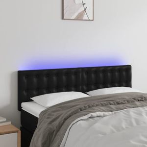 TÊTE DE LIT Tête de lit à LED Noir - ATYHAO - 144x5x78/88 cm - Similicuir - Bande LED - IP65