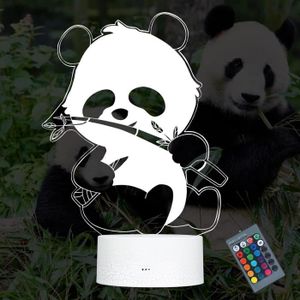 VEILLEUSE BÉBÉ Veilleuse Panda,Panda Veilleuse 3D Pour Enfants,Lampe Panda Enfants,Télécommande 16 Couleurs Changement Led Illusion