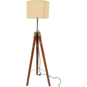 LAMPADAIRE Lampadaire sur pied en bois et laiton antique[O1128]