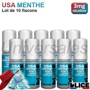 LIQUIDE Lot de 10 e liquides 3mg DLICE USA Menthe – 100ml